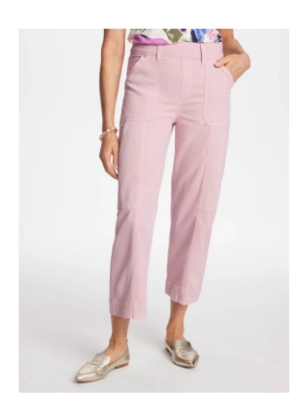 Chico's Pull On Wide Leg Crop Utility/ Cargo Jeans
